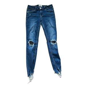Paris Low Rise Dark Blue Distressed Skinny Jeans